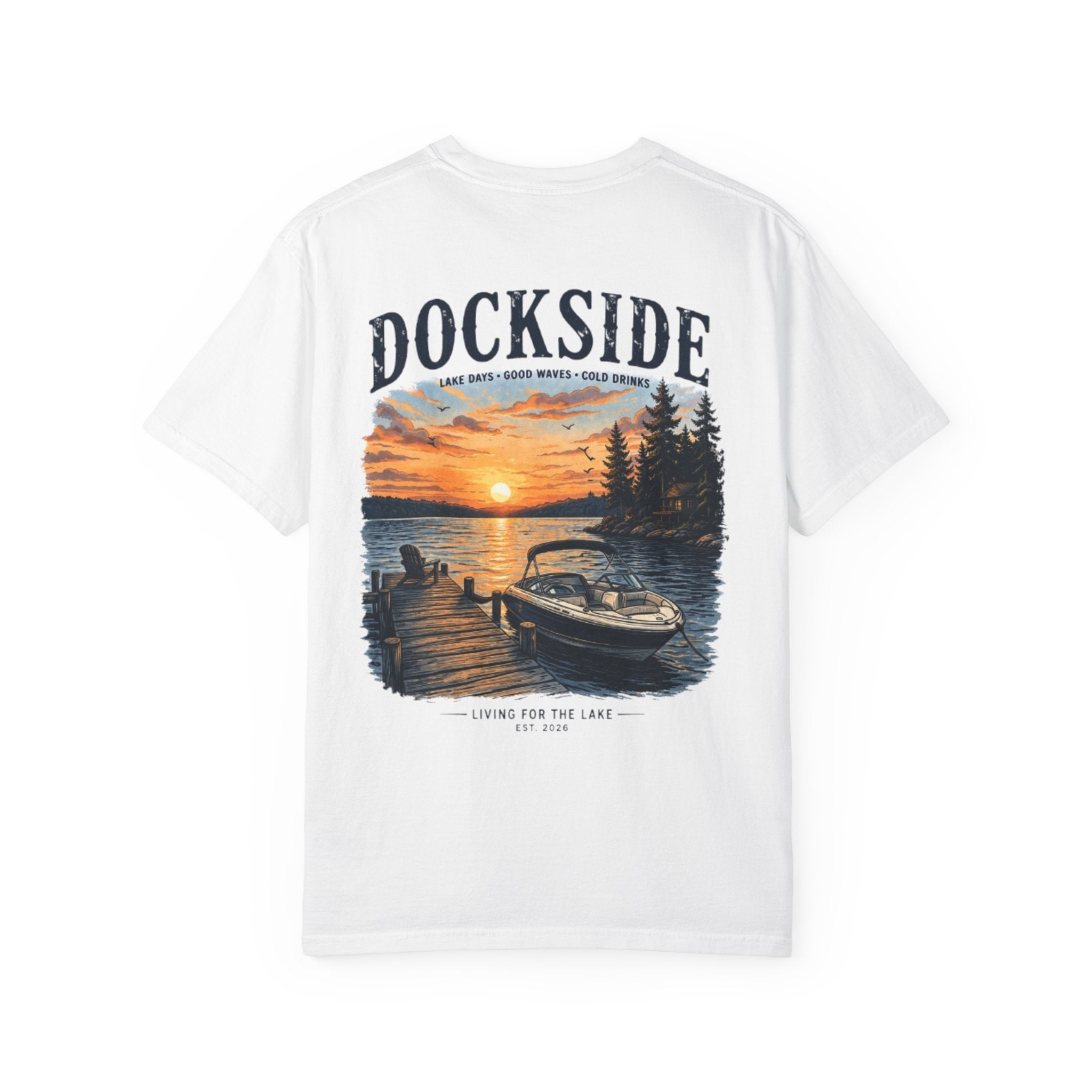 Dockside Sunset T-Shirt — Lake Life Boat & Dock Graphic