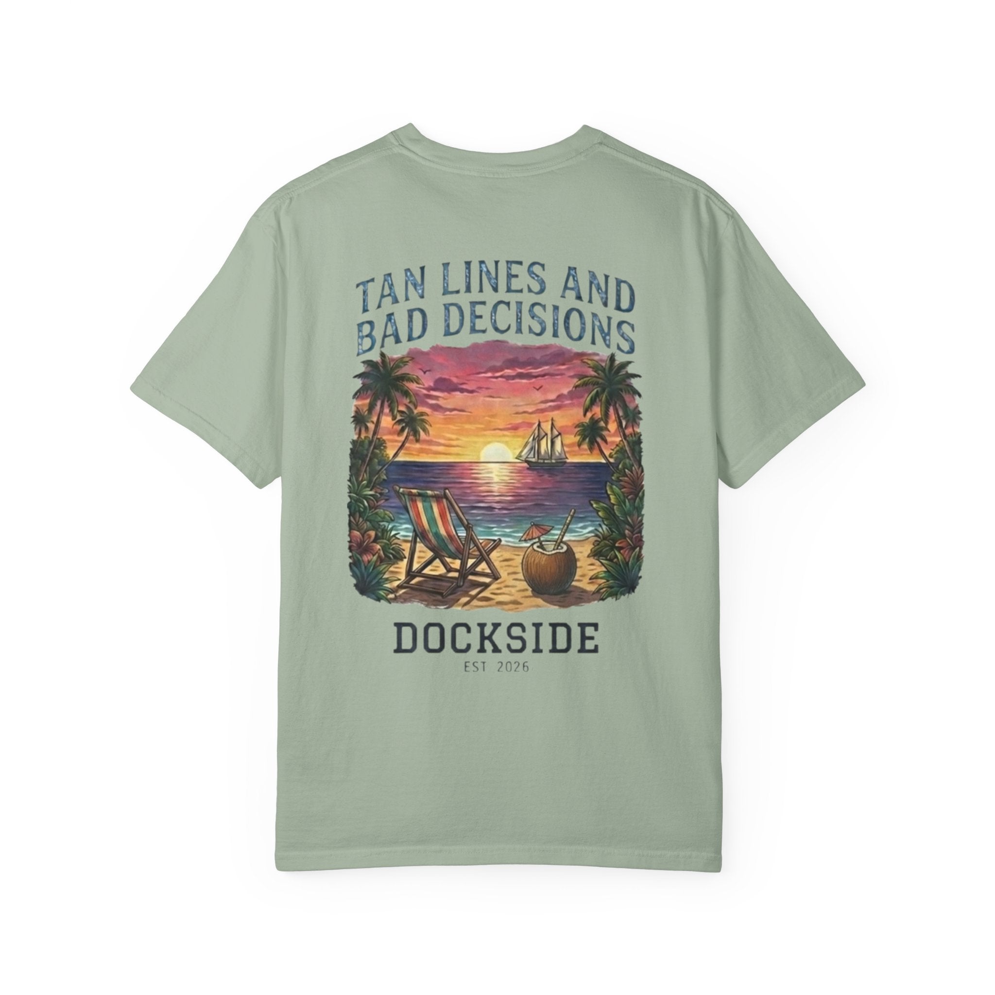 Dockside Beach Tee - Palm Tree & Ocean Graphic